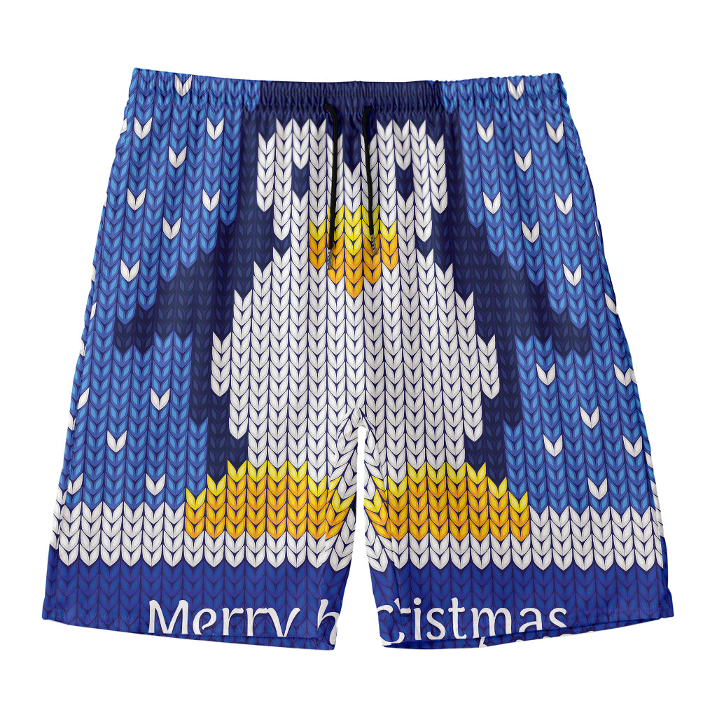Christmas Penguin Knitted Print Men's Swim Trunks