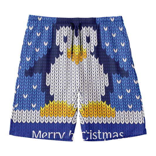 Christmas Penguin Knitted Print Men's Swim Trunks