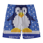Christmas Penguin Knitted Print Men's Swim Trunks