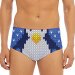 Christmas Penguin Knitted Print Men's Triangle Swim Briefs