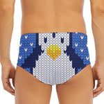 Christmas Penguin Knitted Print Men's Triangle Swim Briefs