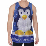 Christmas Penguin Knitted Print Men's Velvet Tank Top