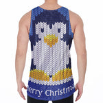 Christmas Penguin Knitted Print Men's Velvet Tank Top