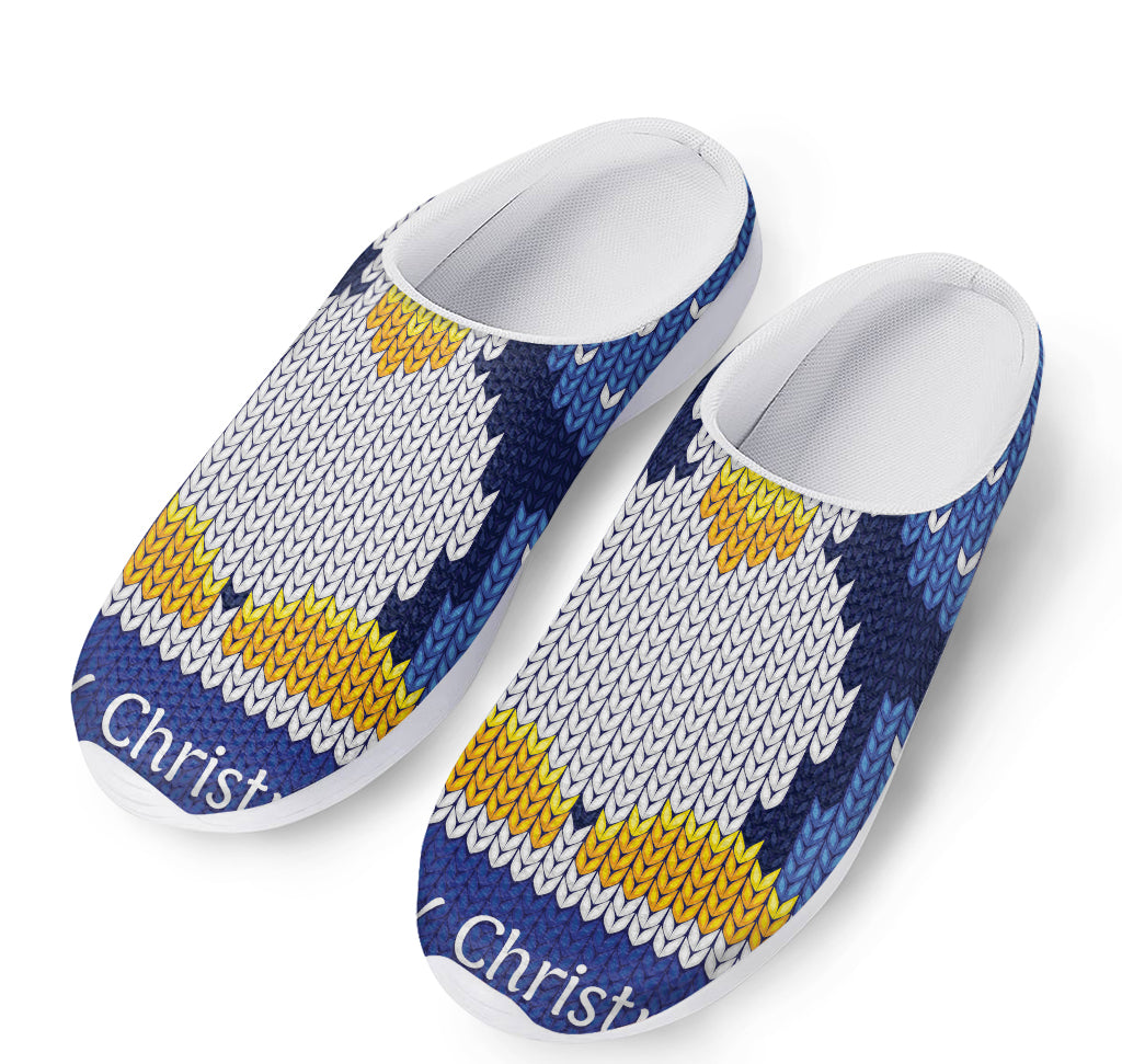 Christmas Penguin Knitted Print Mesh Casual Shoes