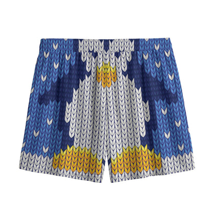 Christmas Penguin Knitted Print Mesh Shorts