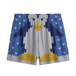 Christmas Penguin Knitted Print Mesh Shorts