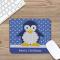 Christmas Penguin Knitted Print Mouse Pad
