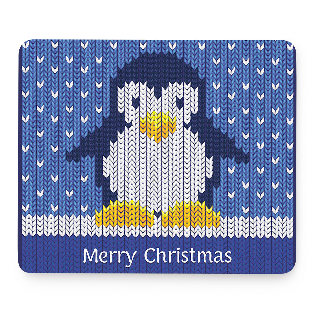 Christmas Penguin Knitted Print Mouse Pad