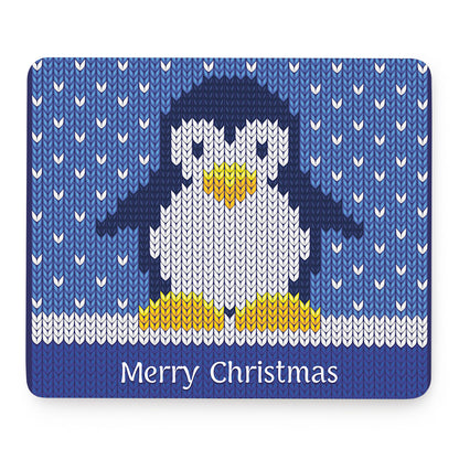 Christmas Penguin Knitted Print Mouse Pad