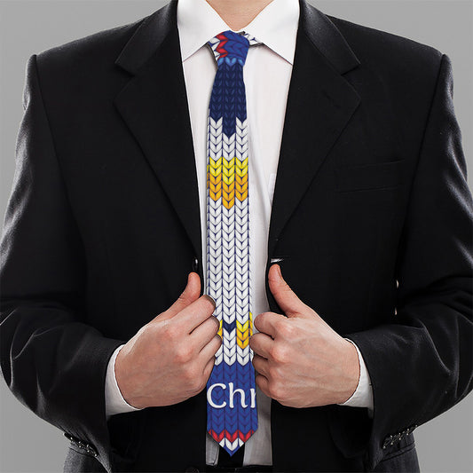 Christmas Penguin Knitted Print Necktie