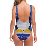 Christmas Penguin Knitted Print One Piece Swimsuit