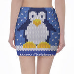 Christmas Penguin Knitted Print Pencil Mini Skirt