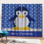 Christmas Penguin Knitted Print Pencil Pleat Curtains