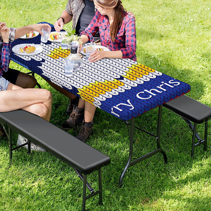 Christmas Penguin Knitted Print Picnic Table Cover