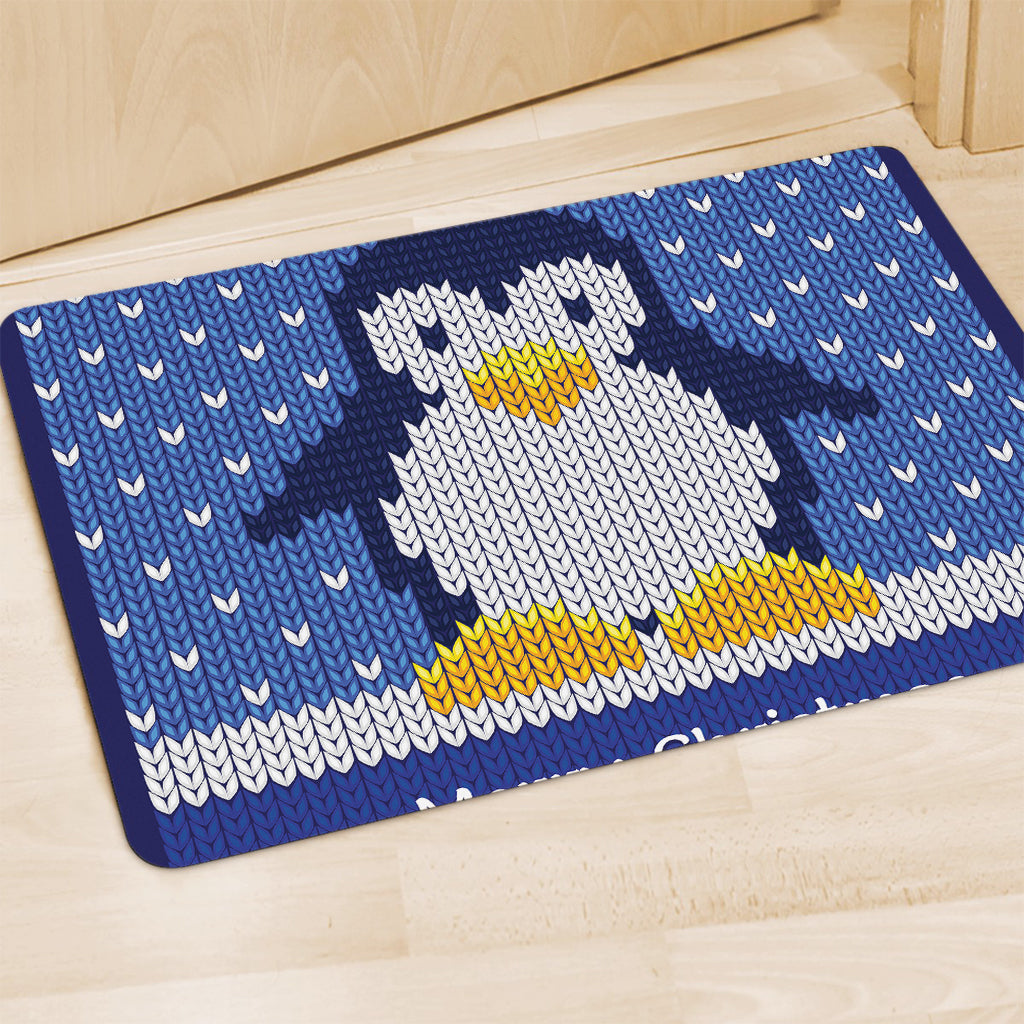 Christmas Penguin Knitted Print Polyester Doormat
