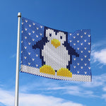 Christmas Penguin Knitted Print Polyester Flag