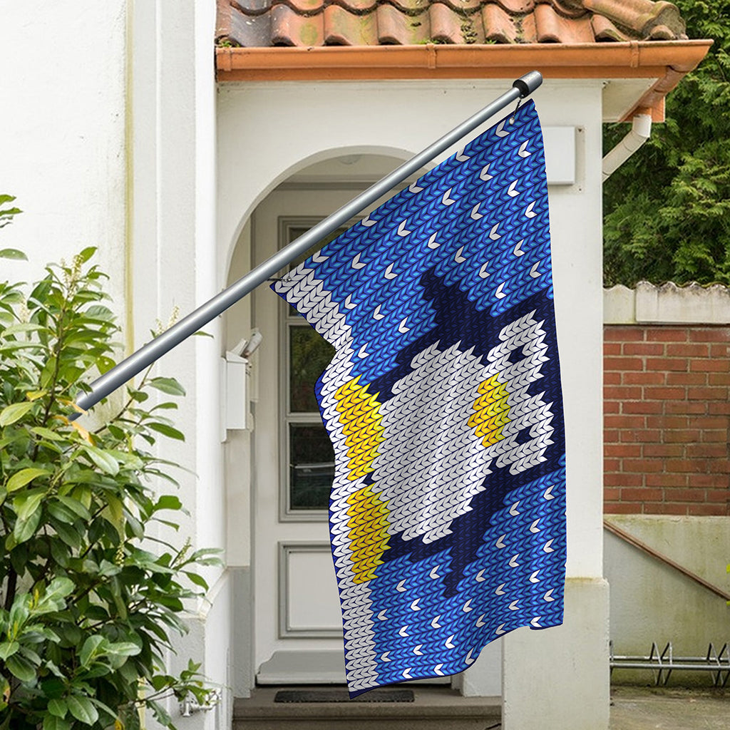 Christmas Penguin Knitted Print Polyester Flag