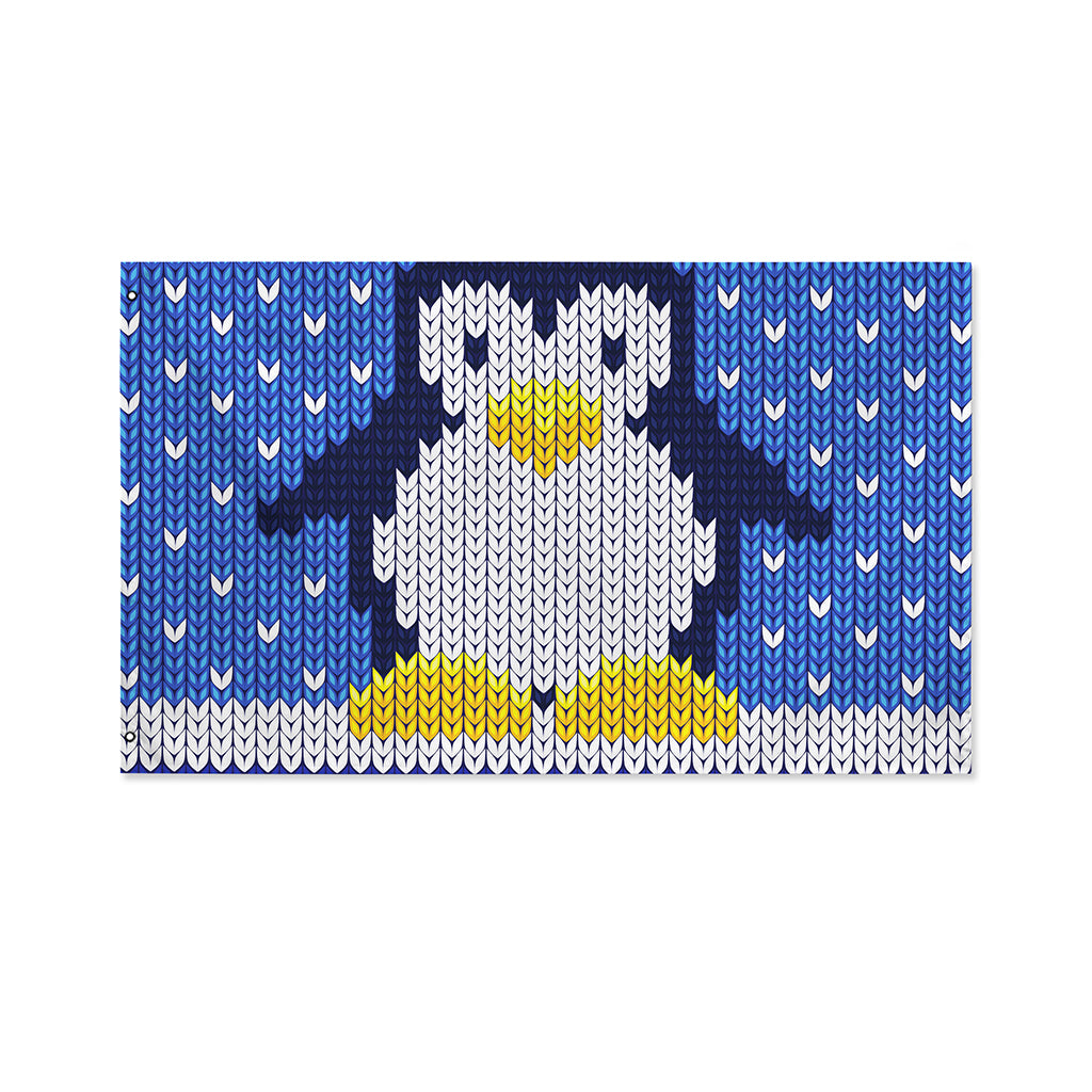Christmas Penguin Knitted Print Polyester Flag