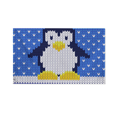 Christmas Penguin Knitted Print Polyester Flag
