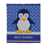 Christmas Penguin Knitted Print Polyester Shower Curtain