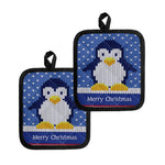 Christmas Penguin Knitted Print Pot Holders