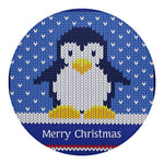 Christmas Penguin Knitted Print Round Blanket