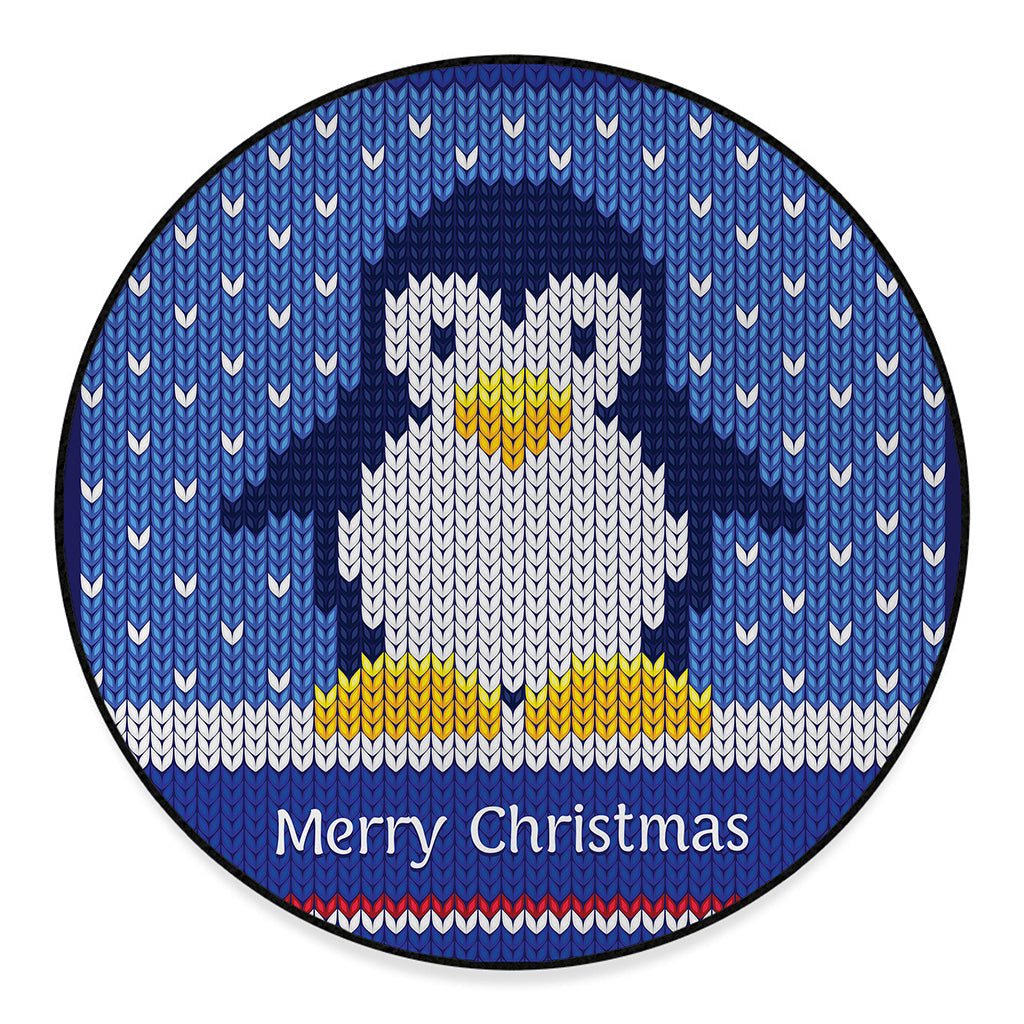 Christmas Penguin Knitted Print Round Floor Mat