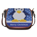 Christmas Penguin Knitted Print Saddle Bag