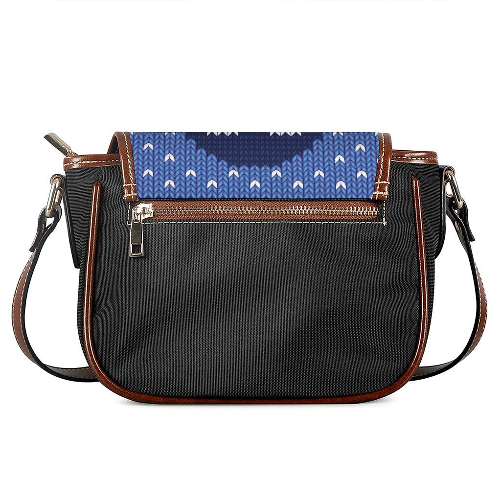 Christmas Penguin Knitted Print Saddle Bag