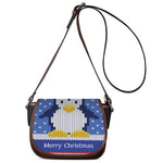 Christmas Penguin Knitted Print Saddle Bag