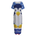 Christmas Penguin Knitted Print Short Sleeve Long Nightdress