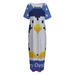 Christmas Penguin Knitted Print Short Sleeve Long Nightdress
