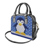 Christmas Penguin Knitted Print Shoulder Handbag