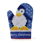 Christmas Penguin Knitted Print Single Oven Mitt