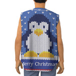 Christmas Penguin Knitted Print Sleeveless Baseball Jersey