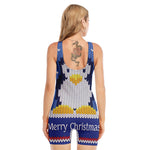 Christmas Penguin Knitted Print Sleeveless One Piece Swimsuit