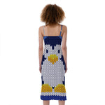 Christmas Penguin Knitted Print Slim Fit Midi Cami Dress