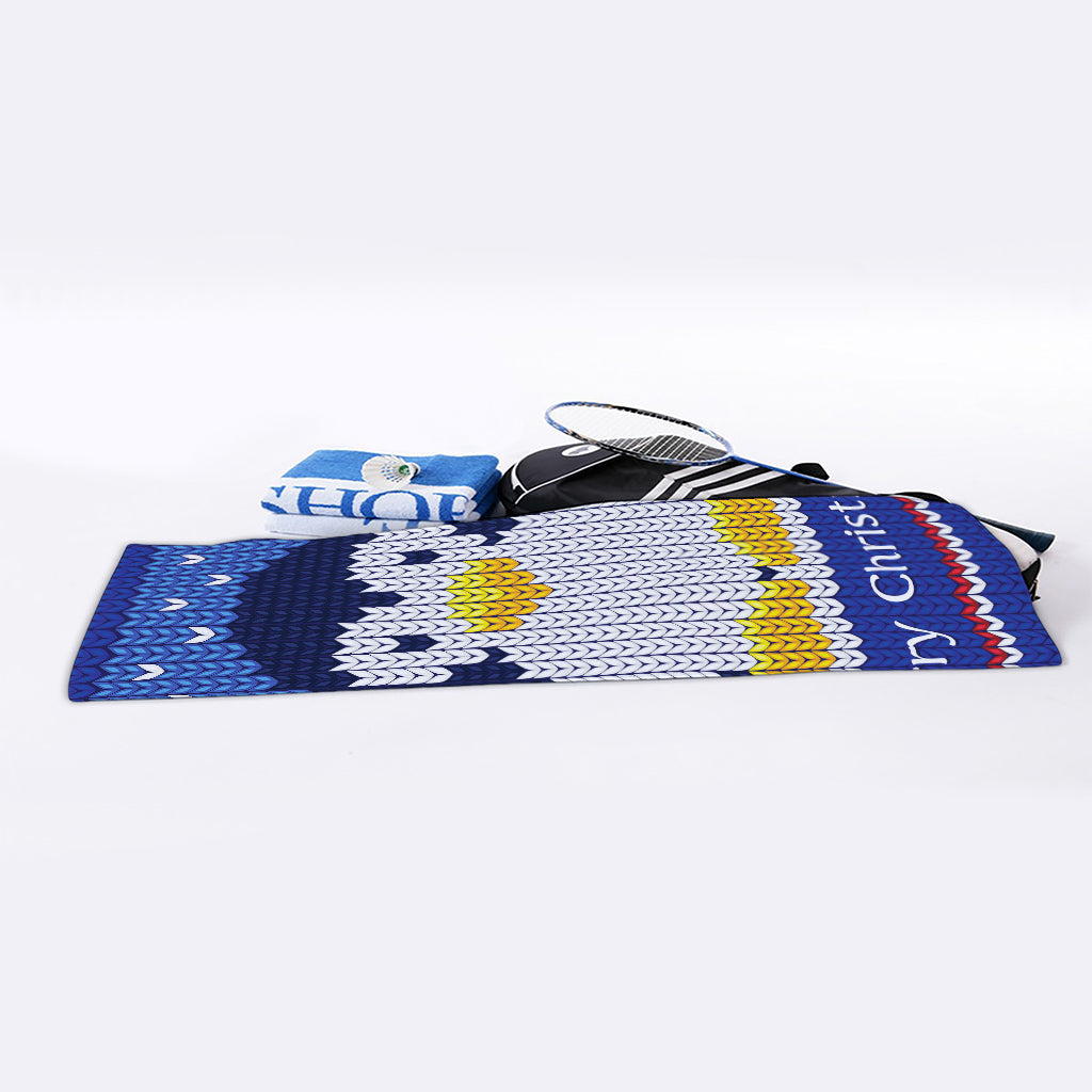 Christmas Penguin Knitted Print Sports Towel