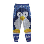 Christmas Penguin Knitted Print Sweatpants