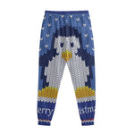 Christmas Penguin Knitted Print Sweatpants