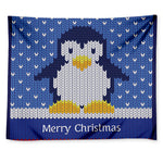 Christmas Penguin Knitted Print Tapestry
