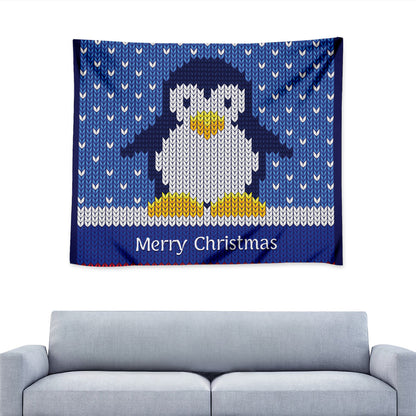 Christmas Penguin Knitted Print Tapestry