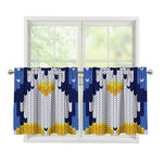 Christmas Penguin Knitted Print Tier Curtains