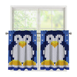 Christmas Penguin Knitted Print Tier Curtains