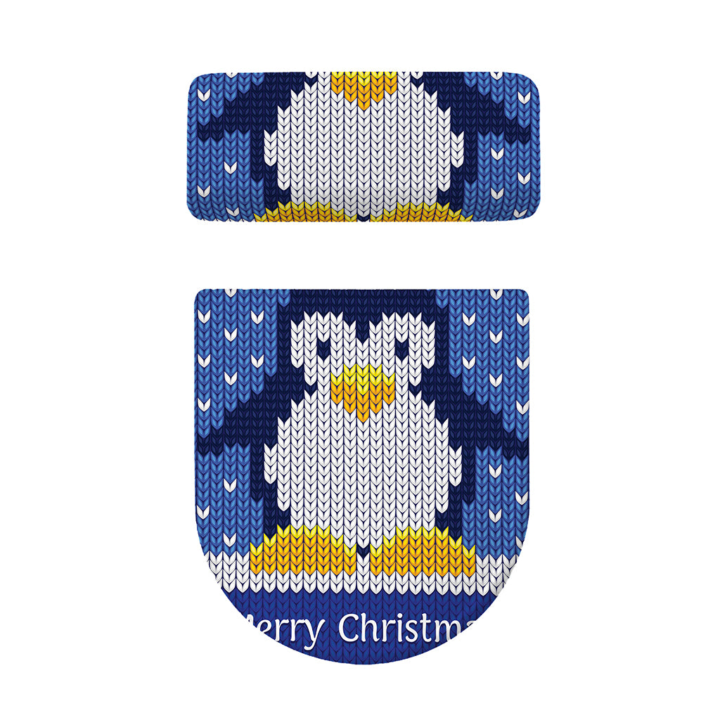 Christmas Penguin Knitted Print Toilet Lid And Tank Cover Set