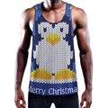 Christmas Penguin Knitted Print Men's Workout Tank Top