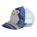 Christmas Penguin Knitted Print White Mesh Trucker Cap