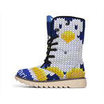 Christmas Penguin Knitted Print Winter Boots
