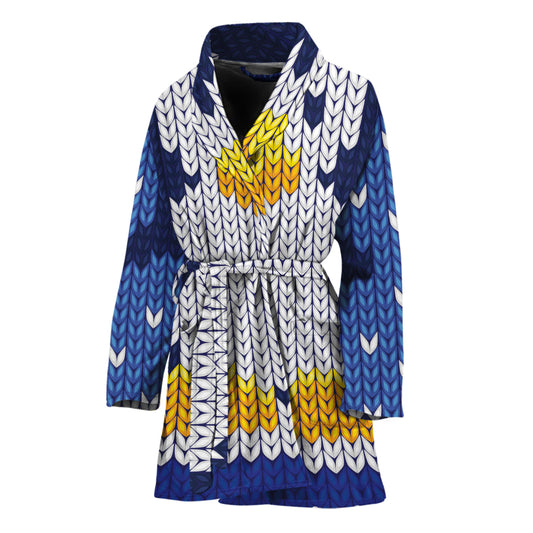 Christmas Penguin Knitted Print Women's Bathrobe