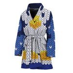 Christmas Penguin Knitted Print Women's Bathrobe